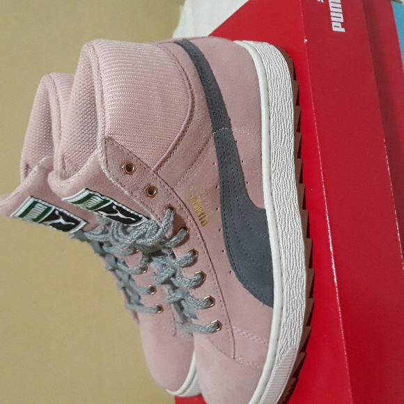 New! Vintage Girls Suede Puma Pink High Tops. NEW W/O tags. - Picture 5 of 8